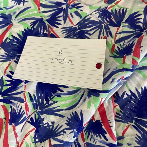 Casey Key knit t-shirt tee blouse top women's large petite P-L blue tropical - Picture 7 of 7